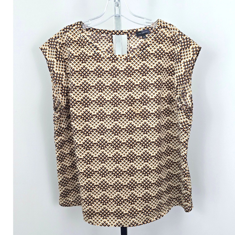 The Limited‎  Keyhole Cutout Print Top Brown XL